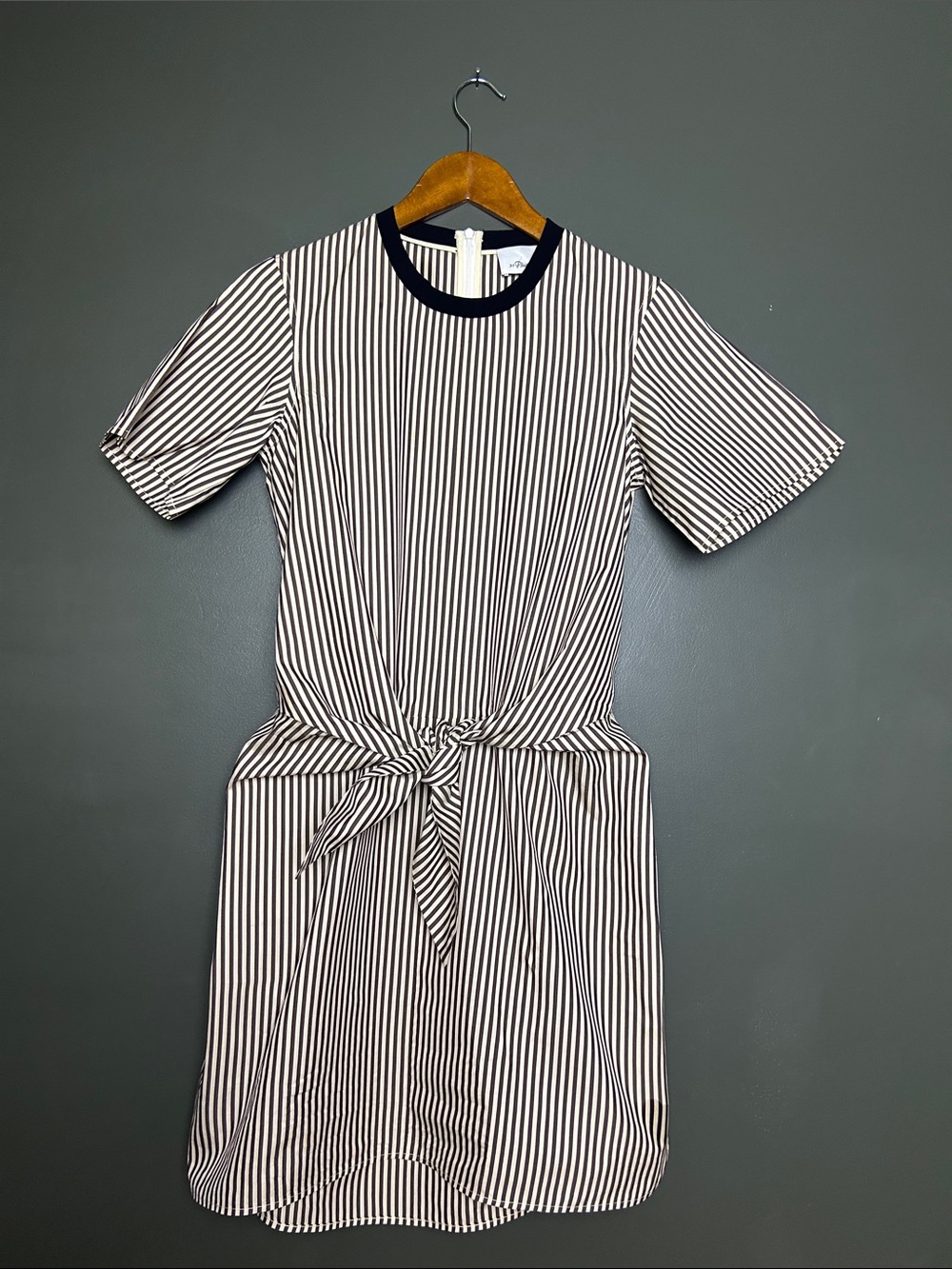 3.1 Phillip Lim Black & White Striped Tie-Waist Mini Dress